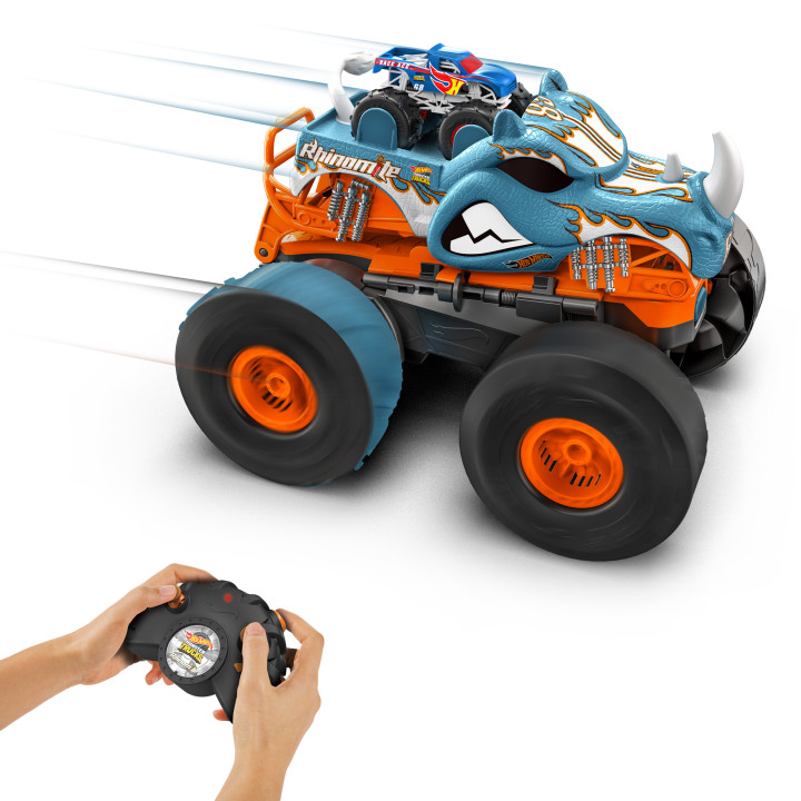 Hot Wheels Monster Trucks T R/C Rhinomite Mega Transformacja Pojazd zdalnie sterowany 1:12 HPK27 Mattel