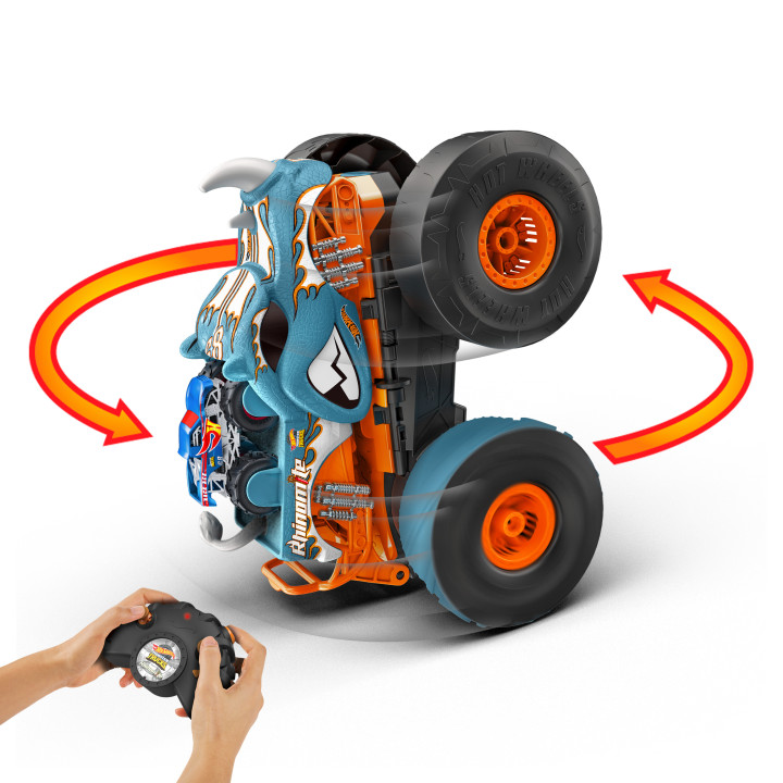 Hot Wheels Monster Trucks T R/C Rhinomite Mega Transformacja Pojazd zdalnie sterowany 1:12 HPK27 Mattel