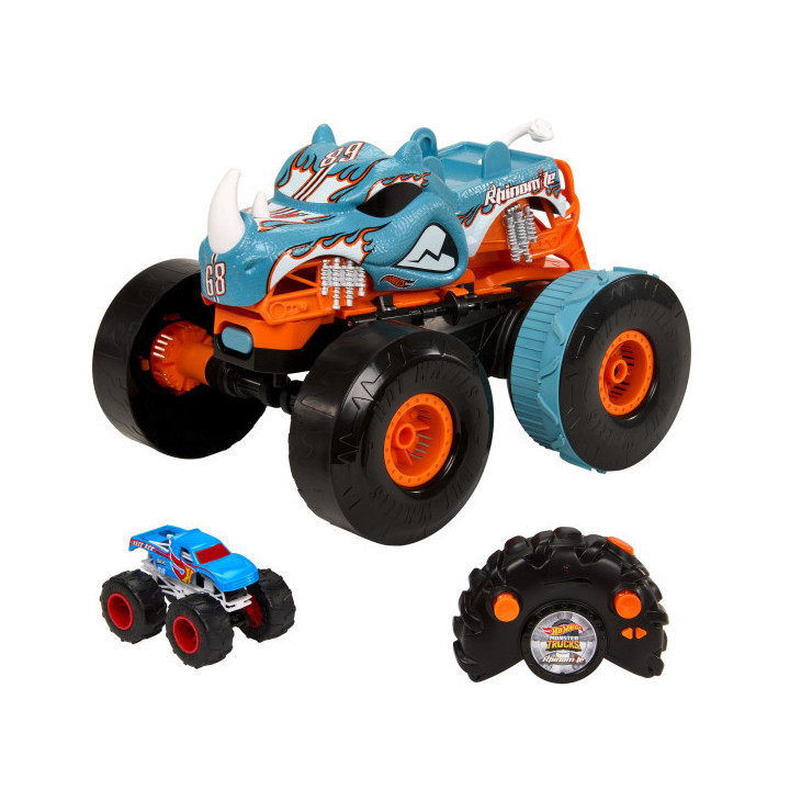 Hot Wheels Monster Trucks T R/C Rhinomite Mega Transformacja Pojazd zdalnie sterowany 1:12 HPK27 Mattel