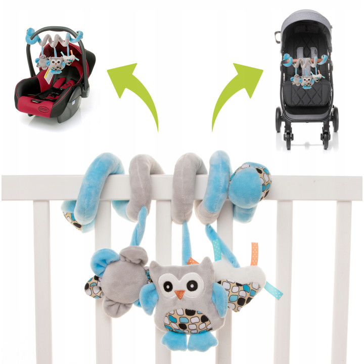 4BABY pluszowa spirala zawieszka sowa RÓŻ
