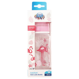 Canpol Babies butelka szerokootworowa antykolkowa EasyStart Flaming 240 ml JUNGLE 35/227 koralowa