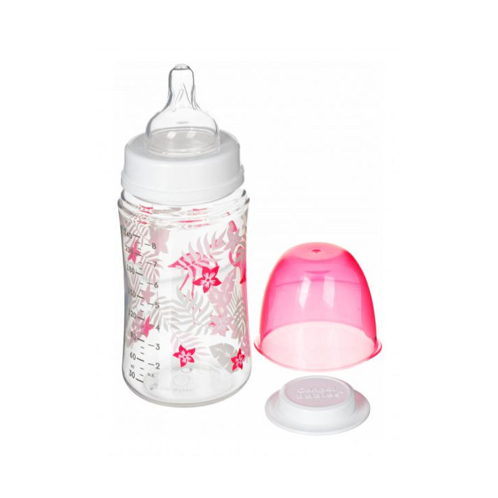 Canpol Babies butelka szerokootworowa antykolkowa EasyStart Flaming 240 ml JUNGLE 35/227 koralowa