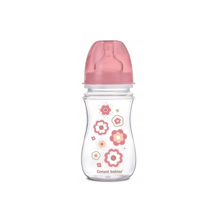 Canpol Babies Butelka EasyStart 240 ml NEWBORN BABY 35/217 różowe kwiatuszki