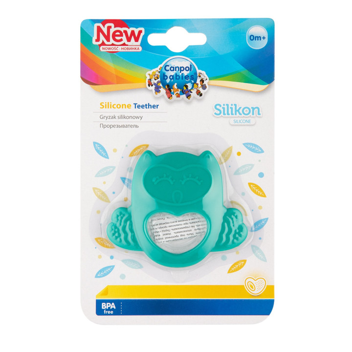 Canpol babies silikonowy gryzak dla niemowląt SOWA turkus/róz 51/003