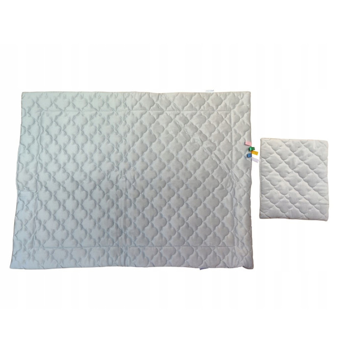 CANPOL CIEPŁY KOCYK DWUSTRONNY VELVET SZARY 70x93cm PODUSZKA 33x27cm 84/352