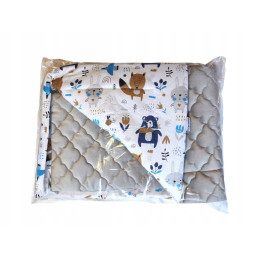 CANPOL CIEPŁY KOCYK DWUSTRONNY VELVET SZARY 70x93cm PODUSZKA 33x27cm 84/352