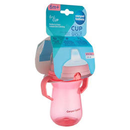 CANPOL BABIES Kubek niekapek z miękkim ustnikiem FirstCup 250ml, różowy 56/615