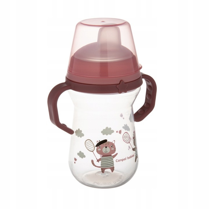 Canpol babies Kubek niekapek z silikonowym ustnikiem Bonjour Paris 250ml Różowy 56/613