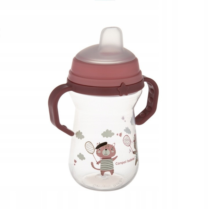 Canpol babies Kubek niekapek z silikonowym ustnikiem Bonjour Paris 250ml Różowy 56/613