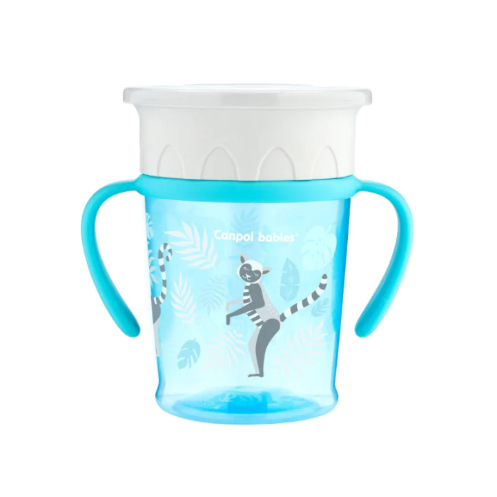 Canpol babies Kubek 360, 270ml JUNGLE turkusowy 56/504