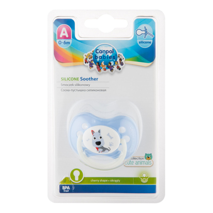 CANPOL BABIES SMOCZEK 22/595 USPOKAJAJĄCY SILIKON 0-6M kształt OKRĄGŁY ANIMALS miks wzoró