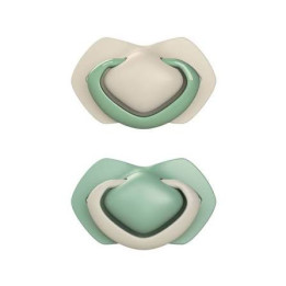 CANPOL BABIES Smoczki silikonowe symetryczne 6-18 m PURE COLOR  beż/pistacja 2 sztuki 22/656