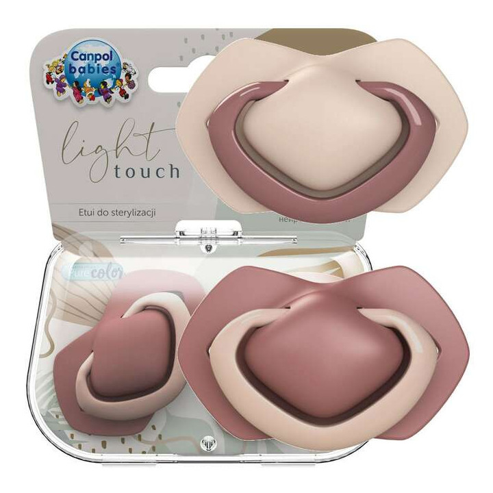 CANPOL BABIES Smoczki silikonowe symetryczne 6-18 m PURE COLOR  różowe 2 sztuki 22/656