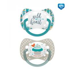 CANPOL BABIES Smoczek uspokajający silikonowy symetryczny 6-18 m, Wild Nature Cupcake, 2szt.
