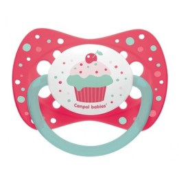 CANPOL BABIES Smoczek silikonowy symetryczny 0-6 Cupcake różowy 23/282