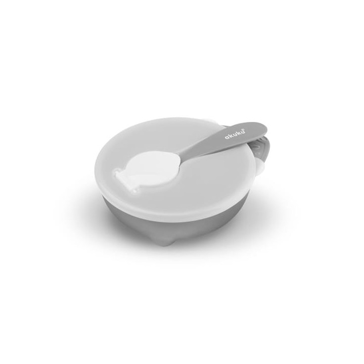 AKUKU Miseczka z łyżeczką szara 0425