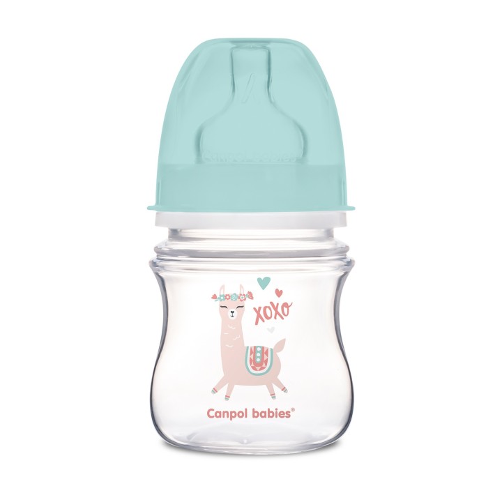CANPOL BABIES Butelka 120ml szeroka, antykolkowa PP EasyStart Exotic Animals green