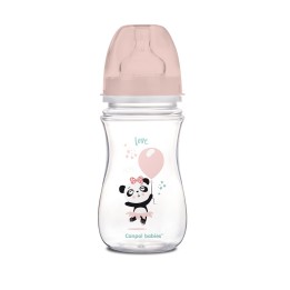 CANPOL BABIES Butelka 240ml szeroka, antykolkowa PP EasyStart Exotic Animals pink 35/221