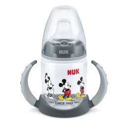 NUK FC Butelka First Choice DISNEY Myszka Miki 150 ml z podwójnym uchwytem, silikonowy ustnik niekapek od 6m., szara 743829