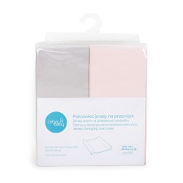 CEBA BABY Pokrowiec na przewijak Light Grey Melange+Pink, 50x70-80cm 2szt.