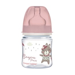 CANPOL BABIES Butelka szeroka antykolkowa 120ml PP EasyStart BONJOUR PARIS 35/231 róż