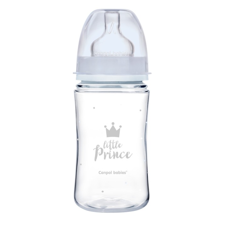 CANPOL BABIES Butelka szeroka antykolkowa 240ml PP EasyStart ROYAL BABY niebieska 35/234