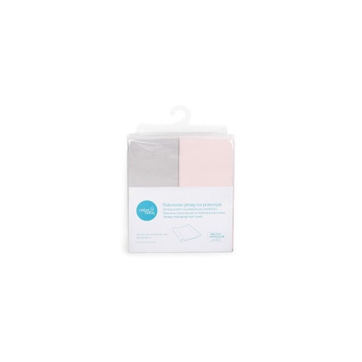 CEBA BABY Pokrowiec na przewijak Light Grey+Pink, 50x70-80cm 2szt.