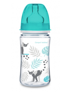 CANPOL BABIES - ANTYKOLKOWA BUTELKA SZEROKOOTWOROWA EASYSTART JUNGLE, 240 ml, DWA KOLORY, 35/227