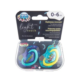 CANPOL BABIES Smoczek uspokajający silikonowy symetryczny NEON LOVE blue 2sztuki