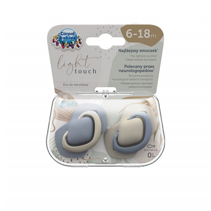 CANPOL BABIES Smoczki silikonowe symetryczne PURE COLOR  blue 2 sztuki