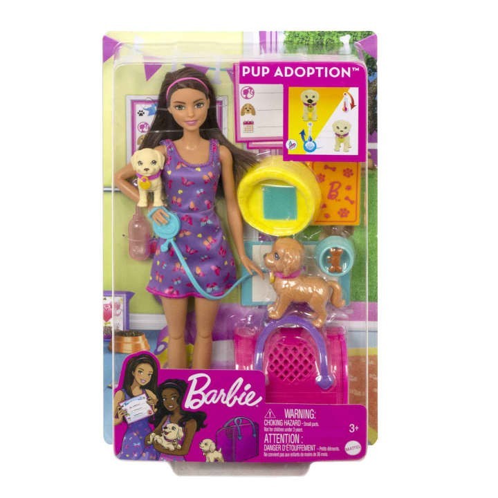 BARBIE HKD86 Adopcja piesków Lalka + akcesoria
