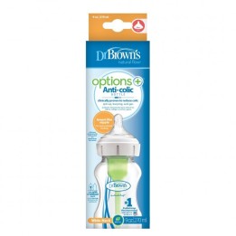 Dr Brown's Options+, butelka antykolkowa, szeroka szyjka, ze smoczkiem, 0-3 miesiące, 270 ml