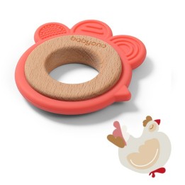 BabyOno Gryzak drewniany silikonowy Kurka 1075/03