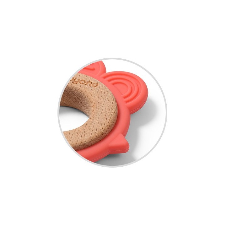BabyOno Gryzak drewniany silikonowy Kurka 1075/03