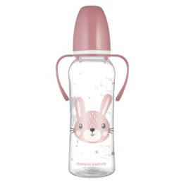 CANPOL BABIES But.250ml wąska z uchwytem CUTE ANIMALS 11/845 pink