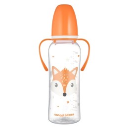 CANPOL BABIES But.250ml wąska z uchwytem CUTE ANIMALS orange 11/845