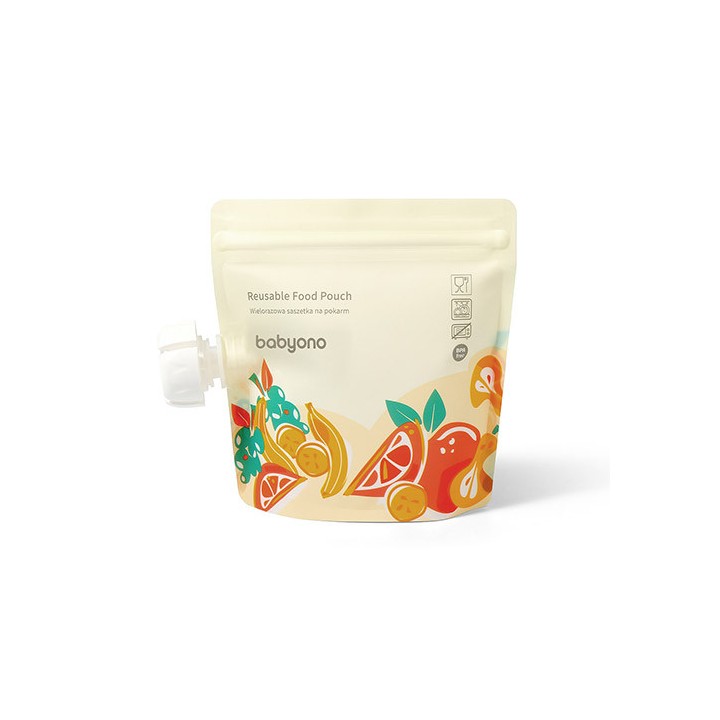 BABYONO 1467 Wielorazowe saszetki na pokarm 150ml 5szt.