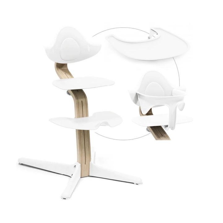 EVOMOVE ZESTAW Stokke Nomi 3w1 – wielofunkcyjne krzesełko + zestaw dziecięcy + tacka w kolorystyce BLACK - WHITE