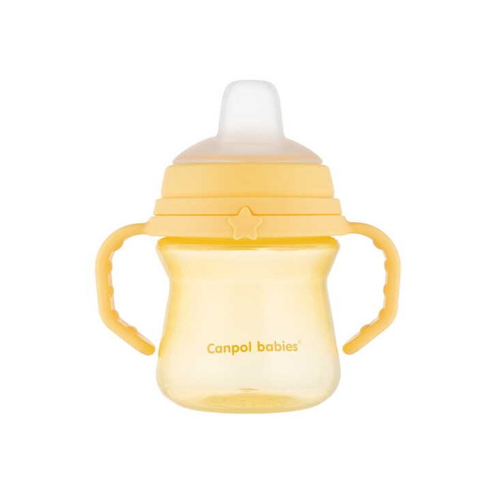 CANPOL BABIES Kubek z silikonowym ustnikiem FirstCup 150ml 56/614 yellow