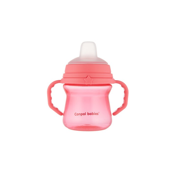 CANPOL BABIES Kubek z silikonowym ustnikiem FirstCup 150ml 56/614 pink