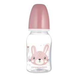 CANPOL BABIES Butelka Wąska 120ml CUTE ANIMALS Różowa 11/851