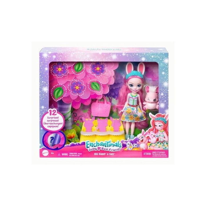 ENCHANTIMALS Laleczka z przyjacielem KRÓLICZKIEM + 12 NIESPODZIANEK HLK83