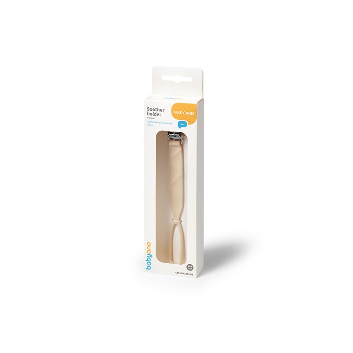 BABYONO 1469/03 Silikonowa zawieszka do smoczka beżowa