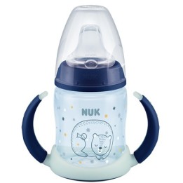 NUK Butelka First Choice NIGHT z podwójnym uchwytem, 6 - 18 miesięcy, 150ml, miękki silikonowy ustnik niekapek