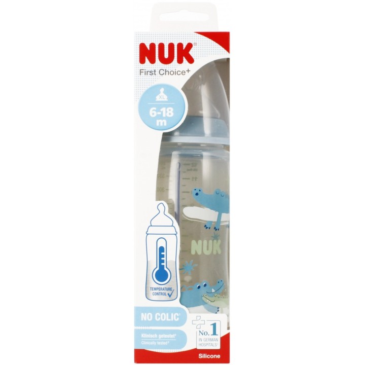 NUK Butelka First Choice+ (PP), silikonowy smoczek rozm. XL (6-18 mies.) z kontrolą temperatury, 300 ml