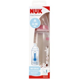 NUK Butelka First Choice+ (PP), silikonowy smoczek rozm. XL (6-18 mies.) z kontrolą temperatury, 300 ml