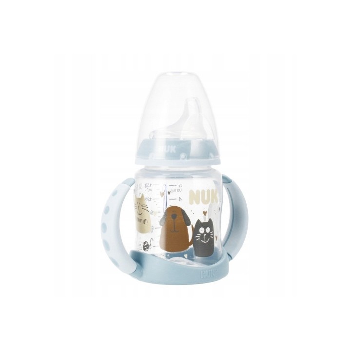 NUK Butelka First Choice+ Learner Botlle, ustnik niekapek, rozm. M (6-18 mies.), 150 ml, Limitowana edycja kot&pies