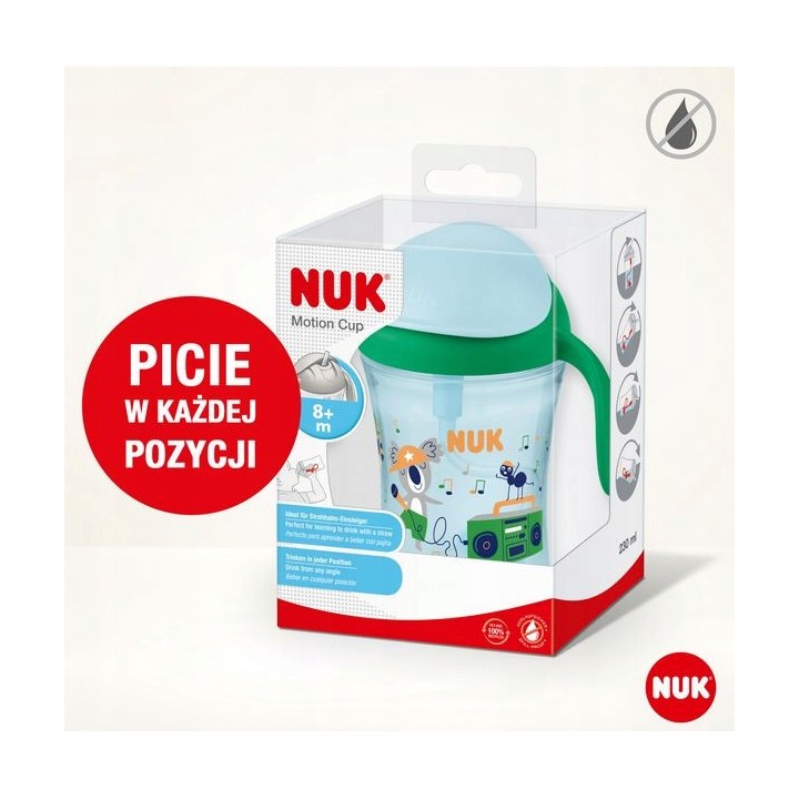NUK Kubek niekapek MOTION CUP z obciążoną słomką, od 8 miesiąca