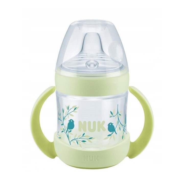 NUK NATURE SENSE Butelka 150ml. z uchwytami i wskaźnikiem temperatury, silikonowy ustnik niekapek