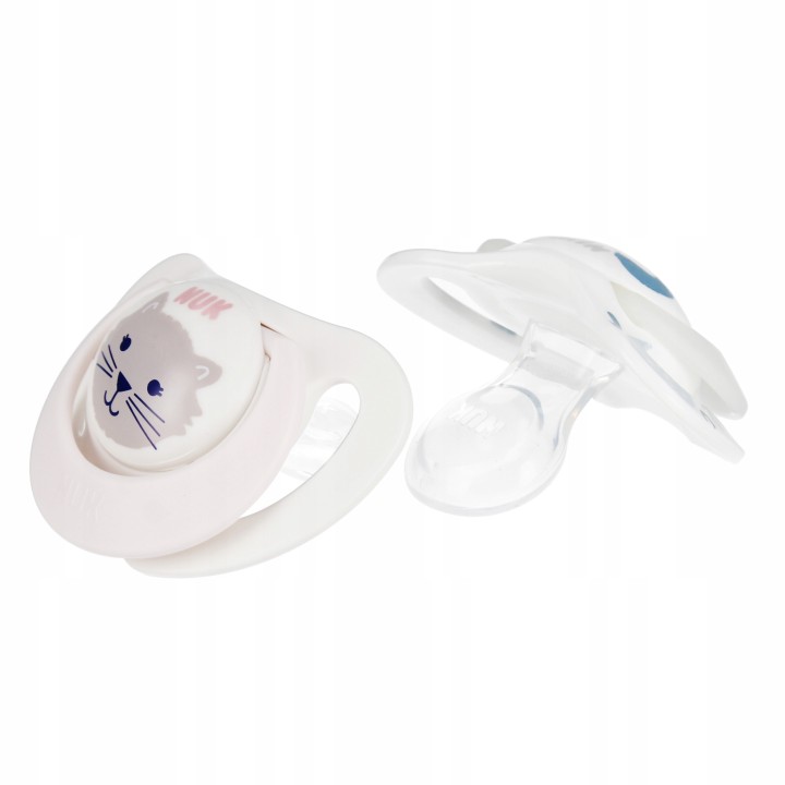NUK Smoczek uspokajający silikonowy, rozmiar 0-6 m, Star, Day&Night, zestaw 2 sztuk